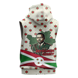 Burundi 1st July Independence Day Sleeveless Hoodie Patriotic Flag Portrait Art - Geometric Star Pattern