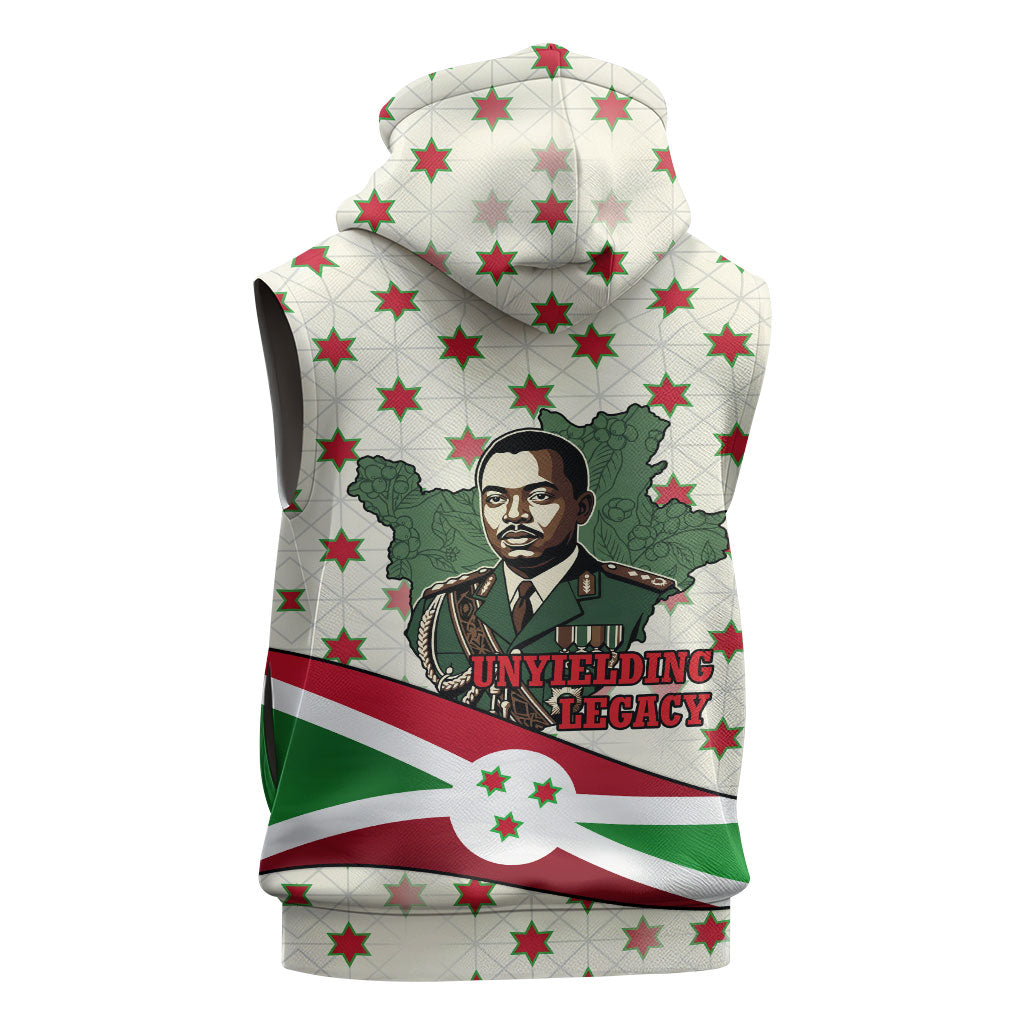Burundi 1st July Independence Day Sleeveless Zip Hoodie Patriotic Flag Portrait Art - Geometric Star Pattern