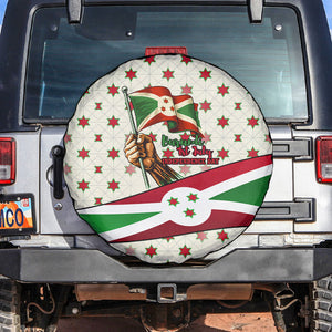 Burundi 1st July Independence Day Spare Tire Cover Patriotic Flag Portrait Art - Geometric Star Pattern