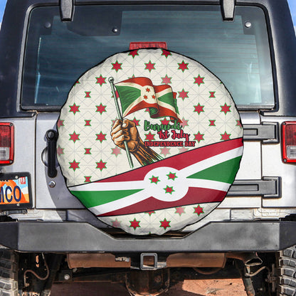 Burundi 1st July Independence Day Spare Tire Cover Patriotic Flag Portrait Art - Geometric Star Pattern