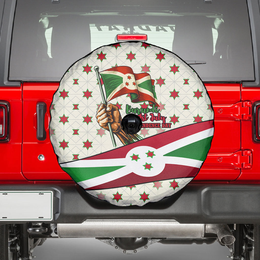 Burundi 1st July Independence Day Spare Tire Cover Patriotic Flag Portrait Art - Geometric Star Pattern