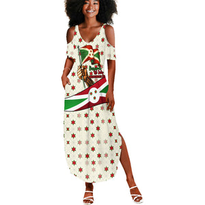 Burundi 1st July Independence Day Summer Maxi Dress Patriotic Flag Portrait Art - Geometric Star Pattern