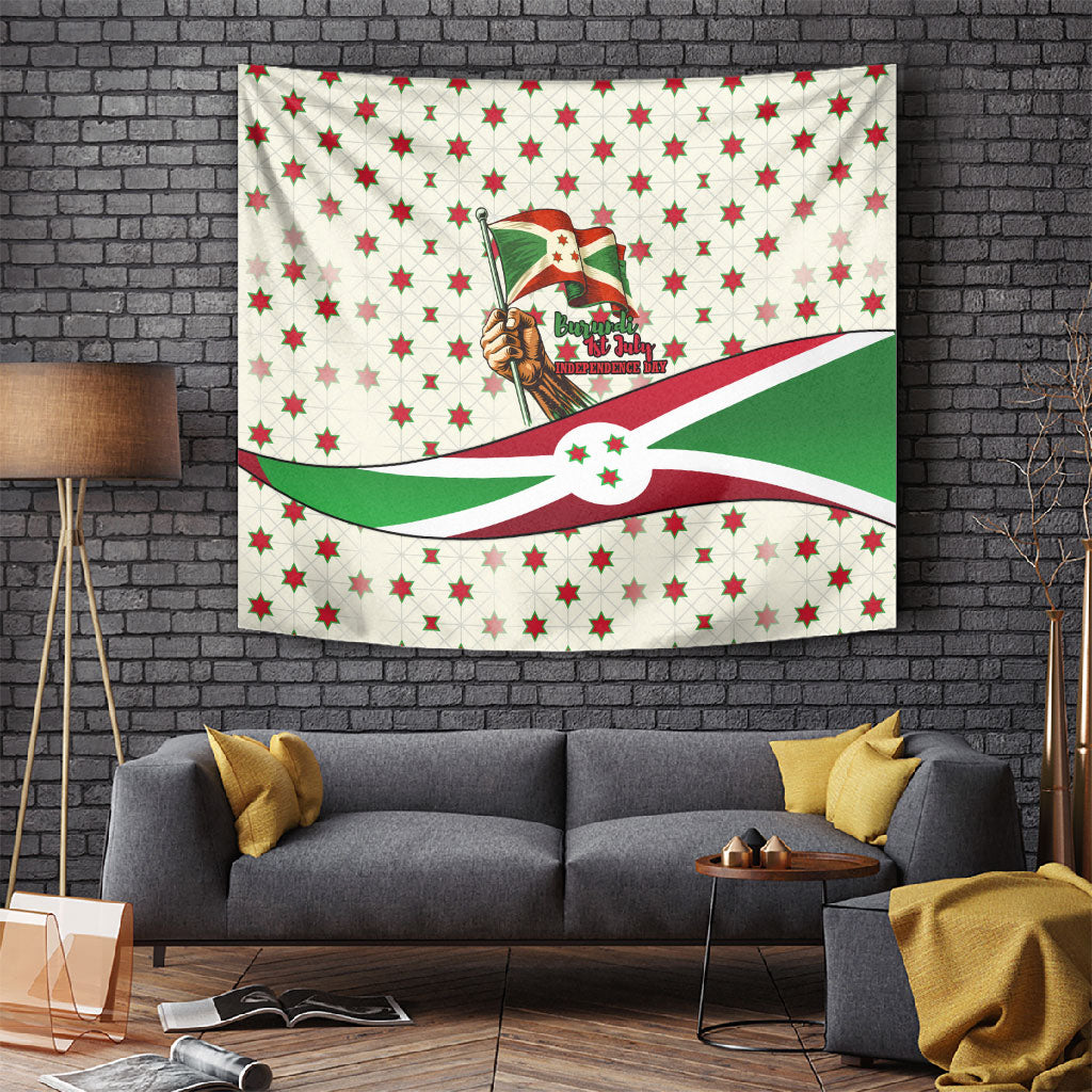 Burundi 1st July Independence Day Tapestry Patriotic Flag Portrait Art - Geometric Star Pattern