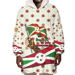 Burundi 1st July Independence Day Wearable Blanket Hoodie Patriotic Flag Portrait Art - Geometric Star Pattern
