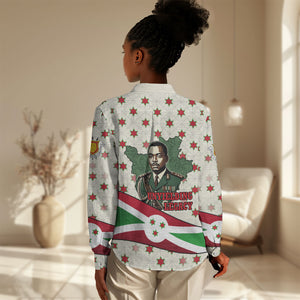 Burundi 1st July Independence Day Women Casual Shirt Patriotic Flag Portrait Art - Geometric Star Pattern
