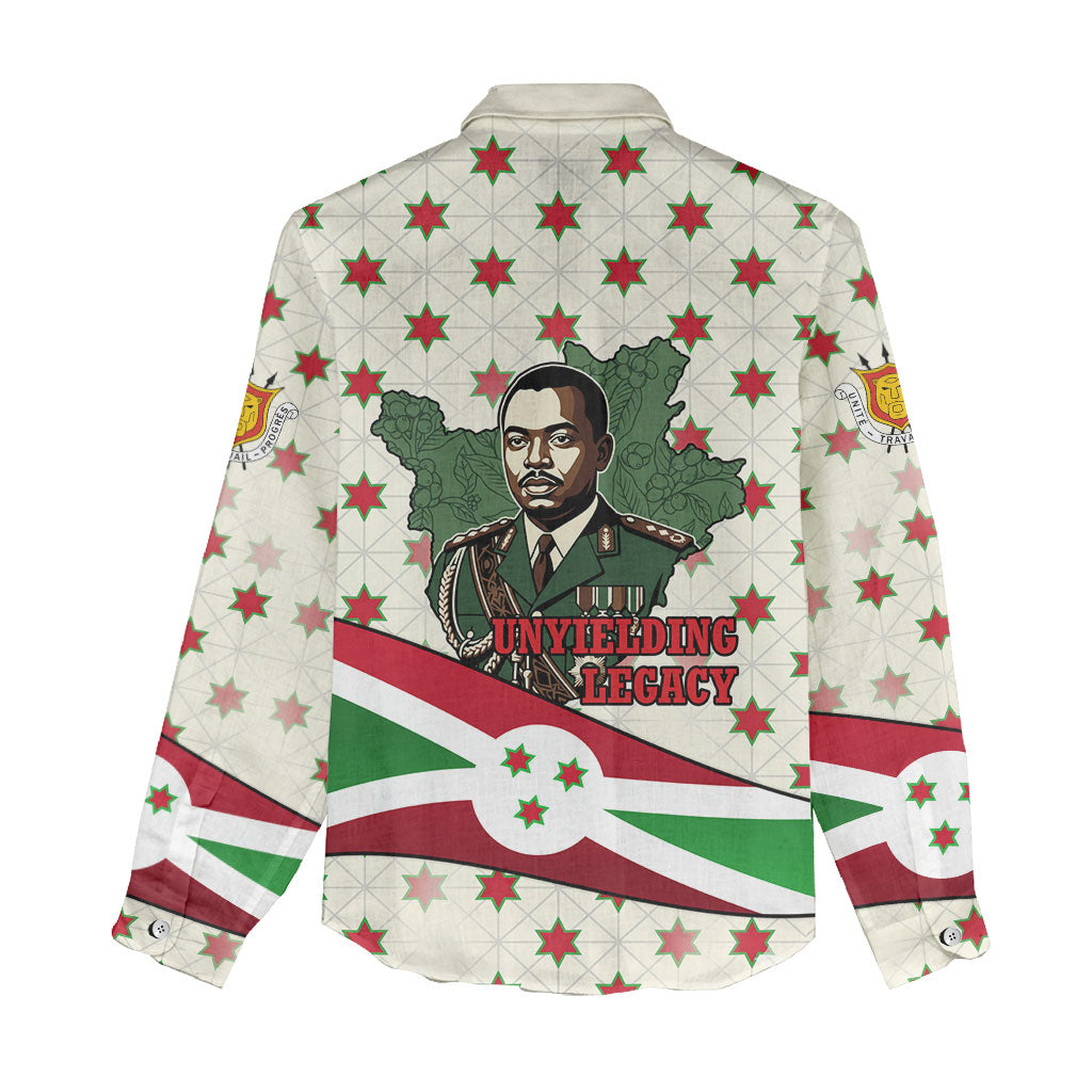 Burundi 1st July Independence Day Women Casual Shirt Patriotic Flag Portrait Art - Geometric Star Pattern