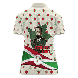 Burundi 1st July Independence Day Women Polo Shirt Patriotic Flag Portrait Art - Geometric Star Pattern