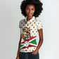 Burundi 1st July Independence Day Women Polo Shirt Patriotic Flag Portrait Art - Geometric Star Pattern