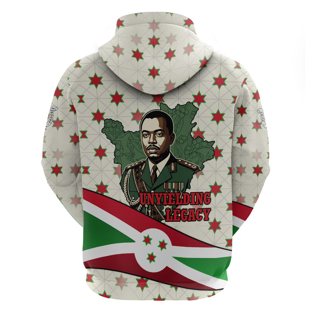 Burundi 1st July Independence Day Zip Hoodie Patriotic Flag Portrait Art - Geometric Star Pattern