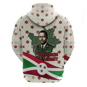 Burundi 1st July Independence Day Zip Hoodie Patriotic Flag Portrait Art - Geometric Star Pattern
