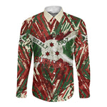 Burundi Independence Day Long Sleeve Button Shirt 1st July 1962 Distressed Grunge Flag Art - Broken Chains And Freedom Star