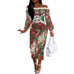 Burundi Independence Day Off The Shoulder Long Sleeve Dress 1st July 1962 Distressed Grunge Flag Art - Broken Chains And Freedom Star