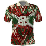 Burundi Independence Day Polo Shirt 1st July 1962 Distressed Grunge Flag Art - Broken Chains And Freedom Star