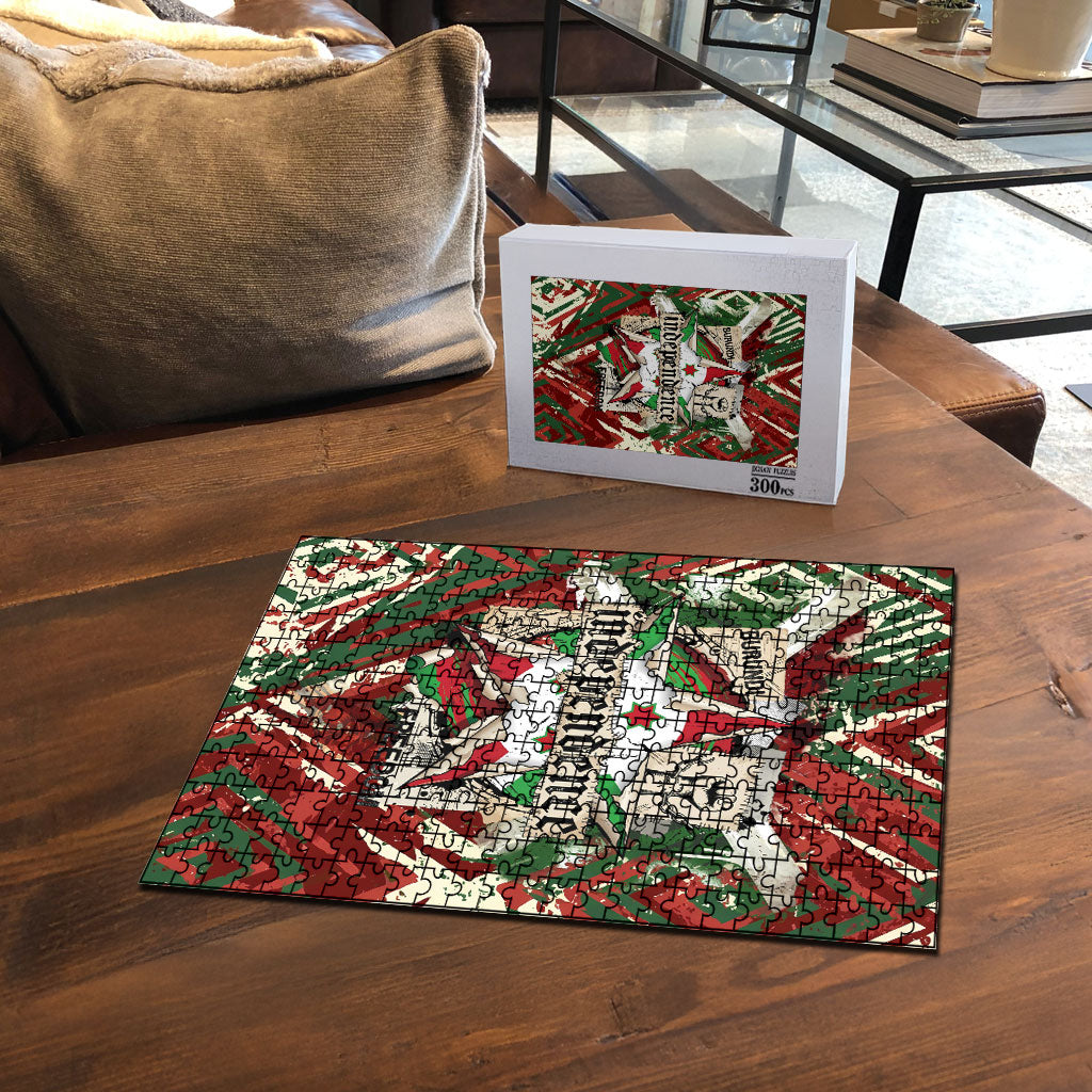 Burundi Independence Day Puzzle 1st July 1962 Distressed Grunge Flag Art - Broken Chains And Freedom Star