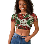 Burundi Independence Day Raglan Cropped T shirt 1st July 1962 Distressed Grunge Flag Art - Broken Chains And Freedom Star