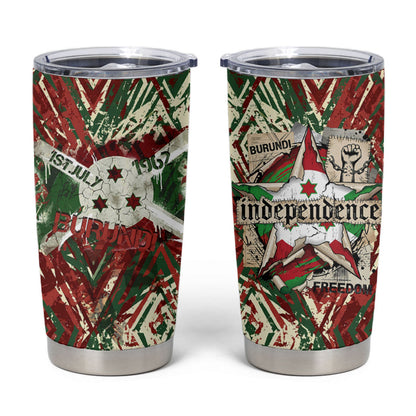 Burundi Independence Day Tumbler Cup 1st July 1962 Distressed Grunge Flag Art - Broken Chains And Freedom Star