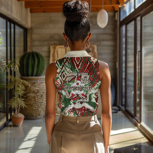 Burundi Independence Day Women Sleeveless Polo Shirt 1st July 1962 Distressed Grunge Flag Art - Broken Chains And Freedom Star