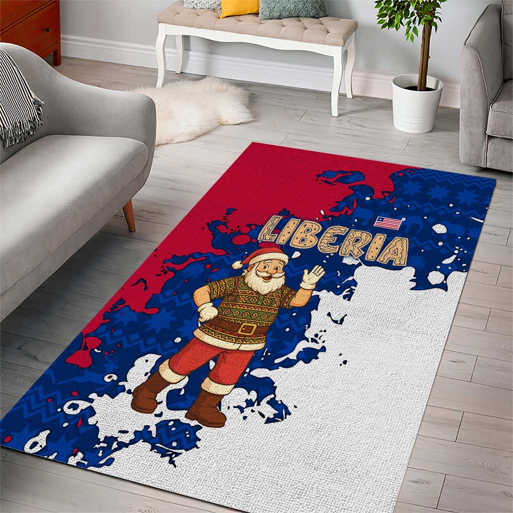 Liberia Christmas Area Rug Santa Claus Map Graphic and Red Blue Festive - African Pride