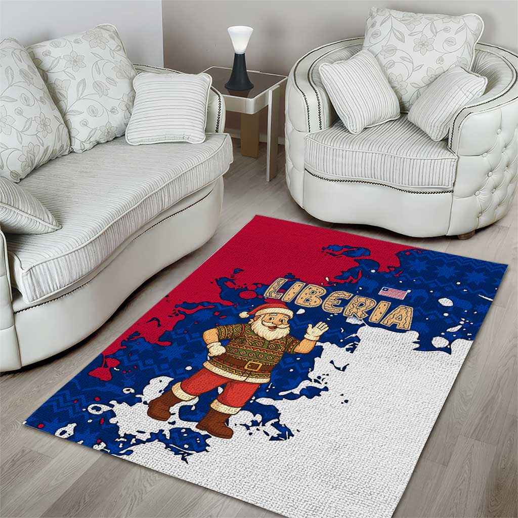 Liberia Christmas Area Rug Santa Claus Map Graphic and Red Blue Festive - African Pride