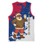 Liberia Christmas Basketball Jersey Santa Claus Map Graphic and Red Blue Festive - African Pride