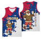 Liberia Christmas Basketball Jersey Santa Claus Map Graphic and Red Blue Festive - African Pride