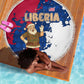 Liberia Christmas Beach Blanket Santa Claus Map Graphic and Red Blue Festive - African Pride