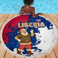 Liberia Christmas Beach Blanket Santa Claus Map Graphic and Red Blue Festive - African Pride