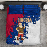 Liberia Christmas Bedding Set Santa Claus Map Graphic and Red Blue Festive - African Pride