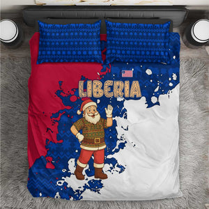 Liberia Christmas Bedding Set Santa Claus Map Graphic and Red Blue Festive - African Pride