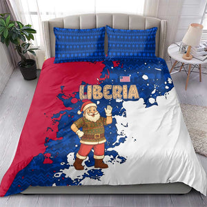 Liberia Christmas Bedding Set Santa Claus Map Graphic and Red Blue Festive - African Pride