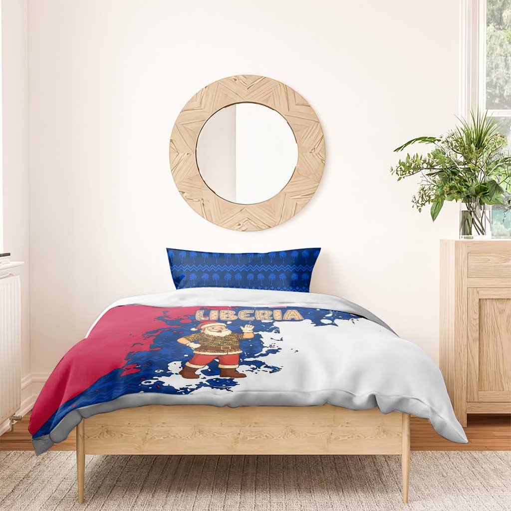 Liberia Christmas Bedding Set Santa Claus Map Graphic and Red Blue Festive - African Pride