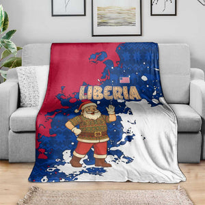 Liberia Christmas Blanket Santa Claus Map Graphic and Red Blue Festive - African Pride