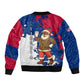 Liberia Christmas Bomber Jacket Santa Claus Map Graphic and Red Blue Festive - African Pride