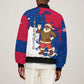 Liberia Christmas Bomber Jacket Santa Claus Map Graphic and Red Blue Festive - African Pride