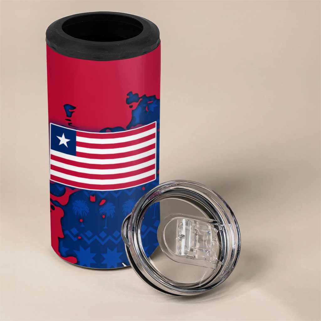 Liberia Christmas 4 in 1 Can Cooler Tumbler Santa Claus Map Graphic and Red Blue Festive - African Pride