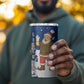 Liberia Christmas 4 in 1 Can Cooler Tumbler Santa Claus Map Graphic and Red Blue Festive - African Pride
