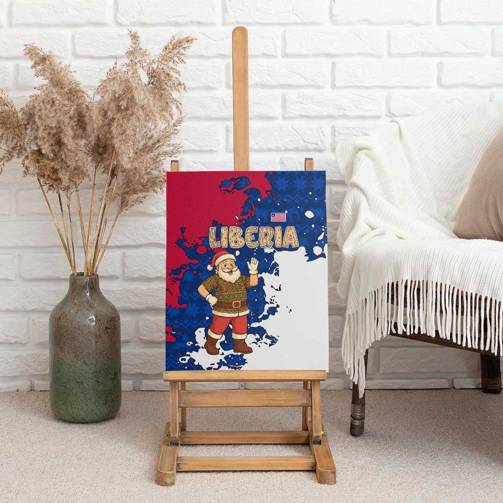 Liberia Christmas Canvas Wall Art Santa Claus Map Graphic and Red Blue Festive - African Pride