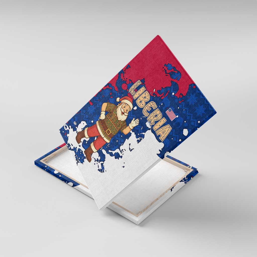 Liberia Christmas Canvas Wall Art Santa Claus Map Graphic and Red Blue Festive - African Pride