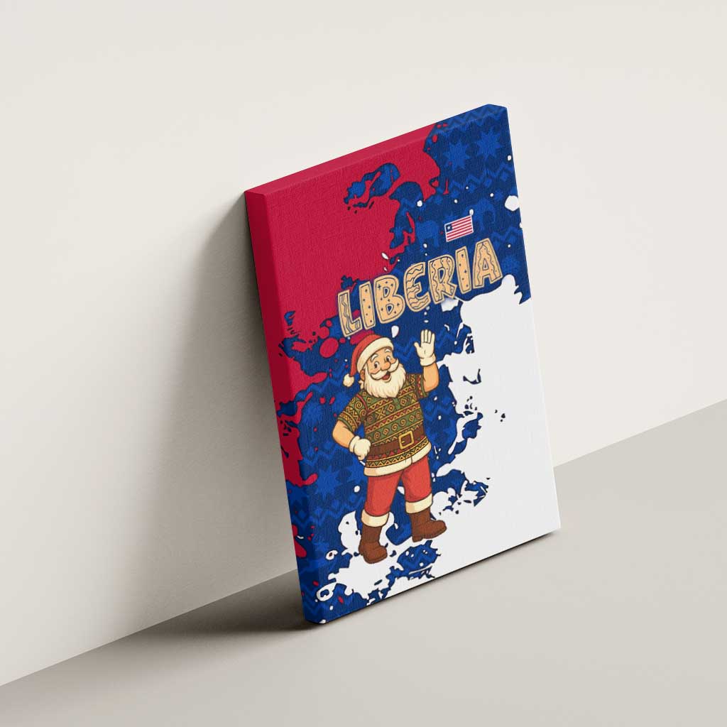 Liberia Christmas Canvas Wall Art Santa Claus Map Graphic and Red Blue Festive - African Pride