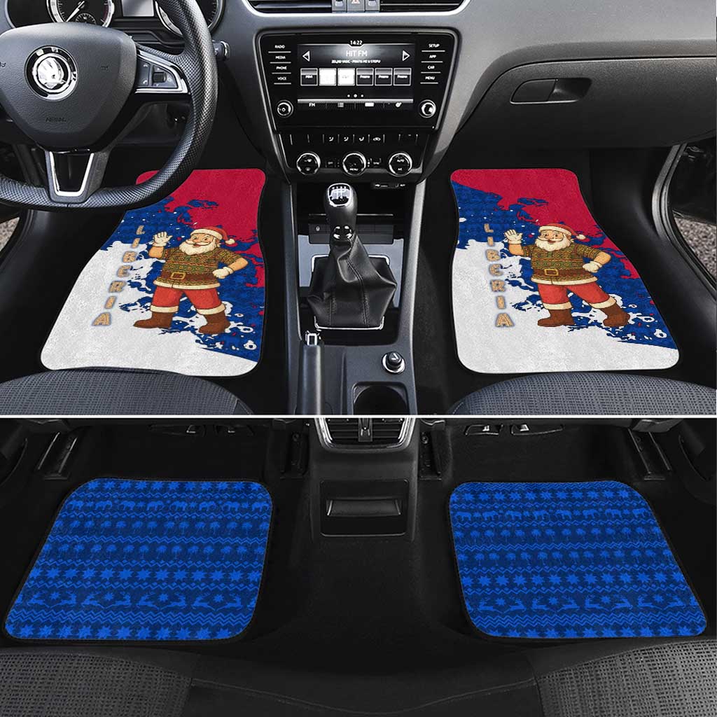 Liberia Christmas Car Mats Santa Claus Map Graphic and Red Blue Festive - African Pride