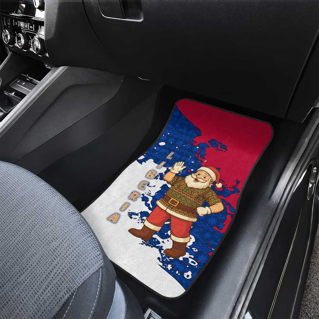 Liberia Christmas Car Mats Santa Claus Map Graphic and Red Blue Festive - African Pride
