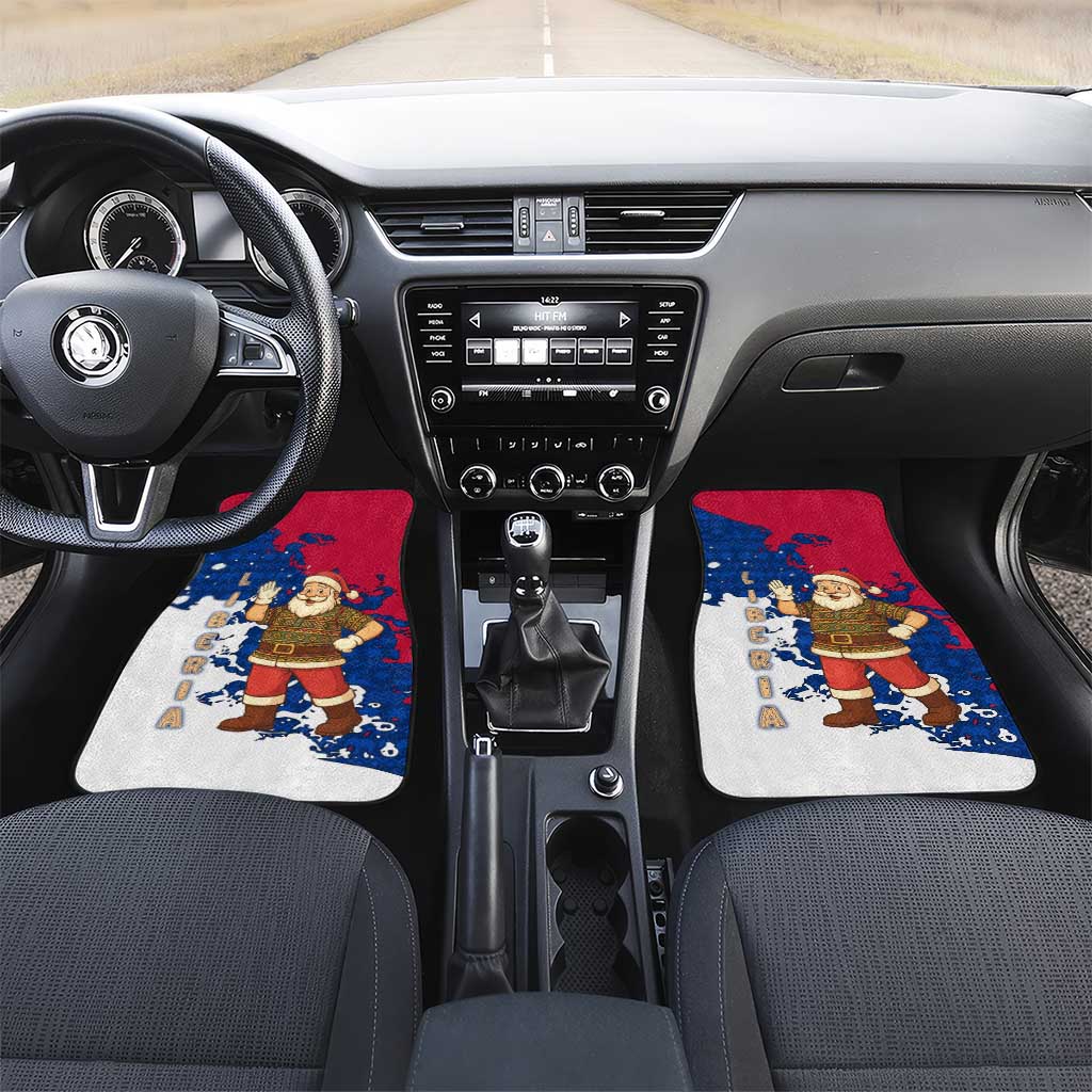 Liberia Christmas Car Mats Santa Claus Map Graphic and Red Blue Festive - African Pride