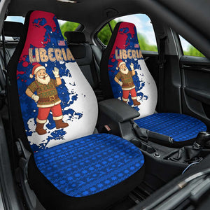 Liberia Christmas Car Seat Cover Santa Claus Map Graphic and Red Blue Festive - African Pride