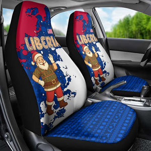 Liberia Christmas Car Seat Cover Santa Claus Map Graphic and Red Blue Festive - African Pride