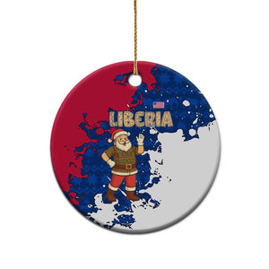 Liberia Christmas Ceramic Ornament Santa Claus Map Graphic and Red Blue Festive - African Pride