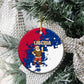 Liberia Christmas Ceramic Ornament Santa Claus Map Graphic and Red Blue Festive - African Pride