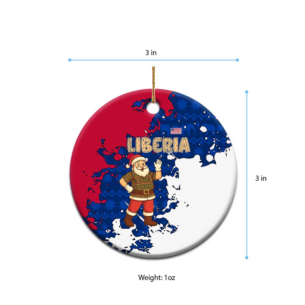 Liberia Christmas Ceramic Ornament Santa Claus Map Graphic and Red Blue Festive - African Pride