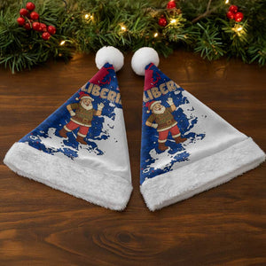 Liberia Christmas Santa Hat Santa Claus Map Graphic and Red Blue Festive - African Pride