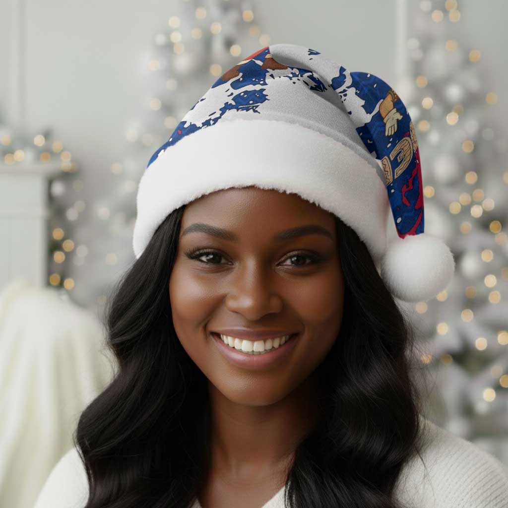 Liberia Christmas Santa Hat Santa Claus Map Graphic and Red Blue Festive - African Pride