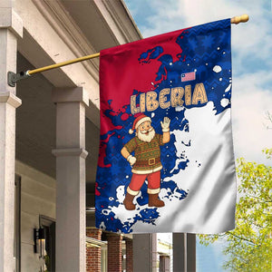 Liberia Christmas Garden Flag Santa Claus Map Graphic and Red Blue Festive - African Pride